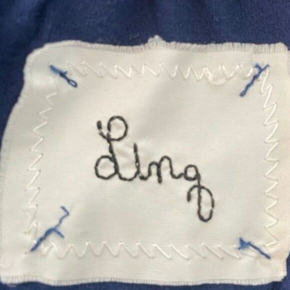 LinQ Halter Top Navy Blue Knit Sparkle Trim Criss Cross Back Strap Sleeveless XL - Picture 4 of 6